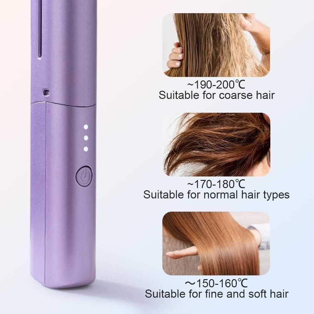 boAet™ Meneflix Portable Mini Hair Straightener Cordless Rechargeable Mini Adjustable Hair Straightener Hot Comb