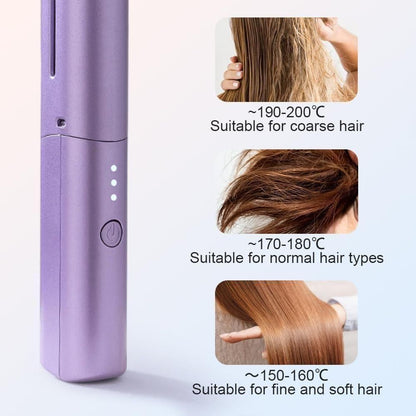 boAet™ Meneflix Portable Mini Hair Straightener Cordless Rechargeable Mini Adjustable Hair Straightener Hot Comb
