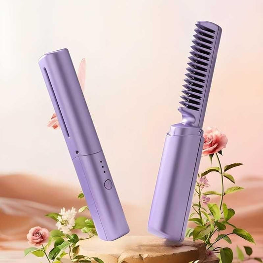 boAet™ Meneflix Portable Mini Hair Straightener Cordless Rechargeable Mini Adjustable Hair Straightener Hot Comb